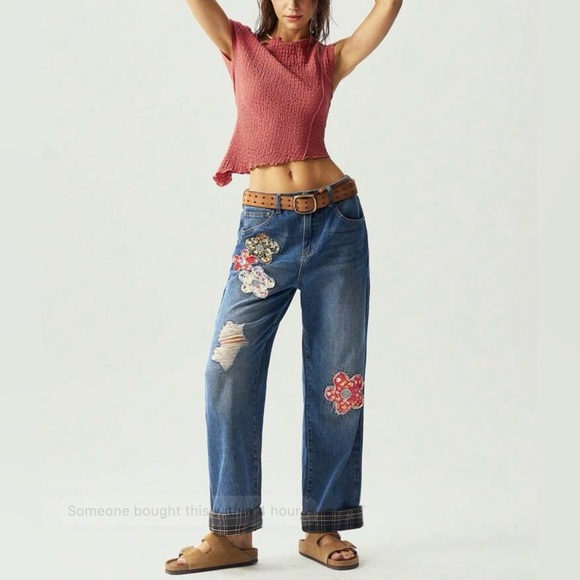 Floral patchwork Blue Jeans - Picture 7 of 9